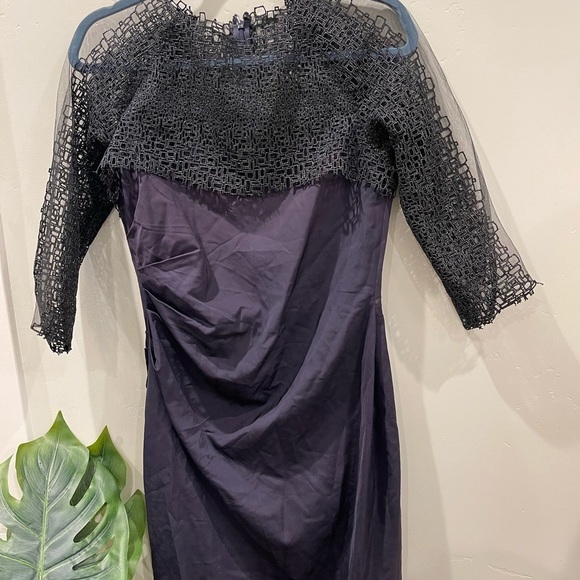 Lela Rose Women's Purple Viscose Sheer Embroidered Midi Dress Size 8 - Picture 4 of 9